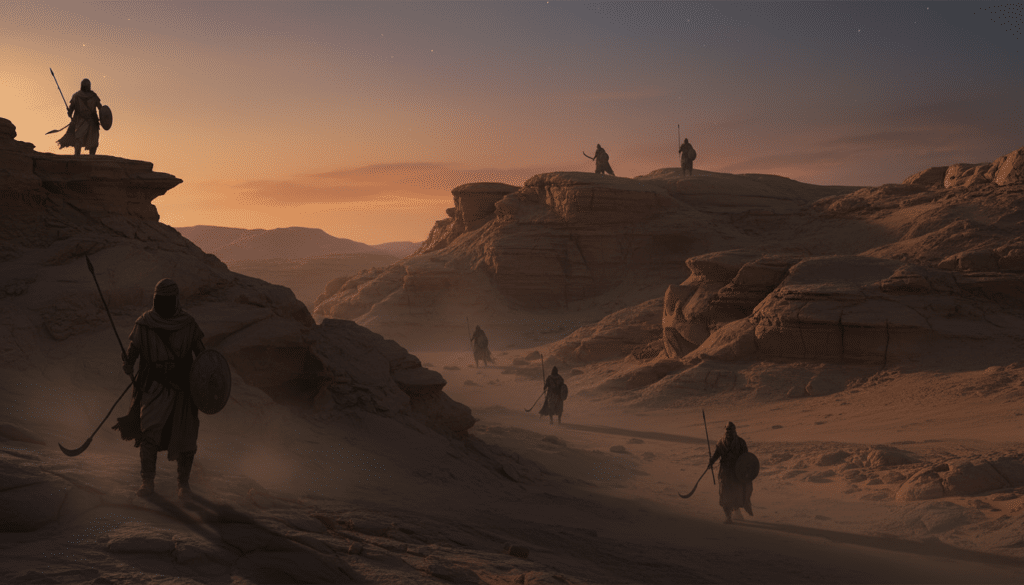 Nomadic Amalekite warriors in the Negev Desert