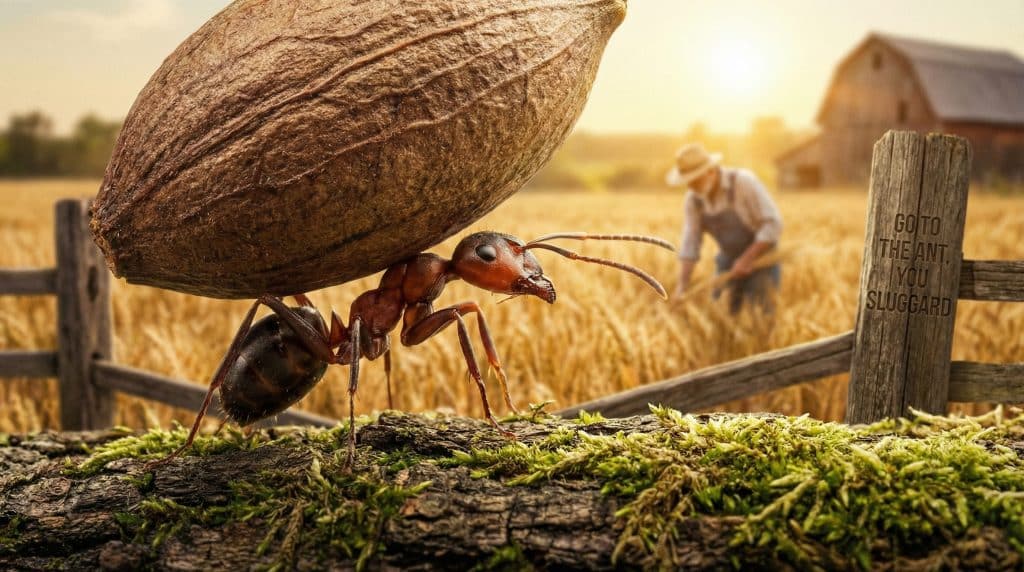 An Ant Carrying a Leaf, Symbolizing Diligence and Hard Work