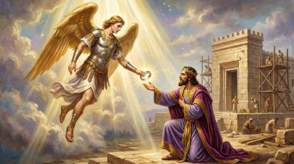 Archangel Michael Descending to Give King Solomon the Magical Ring