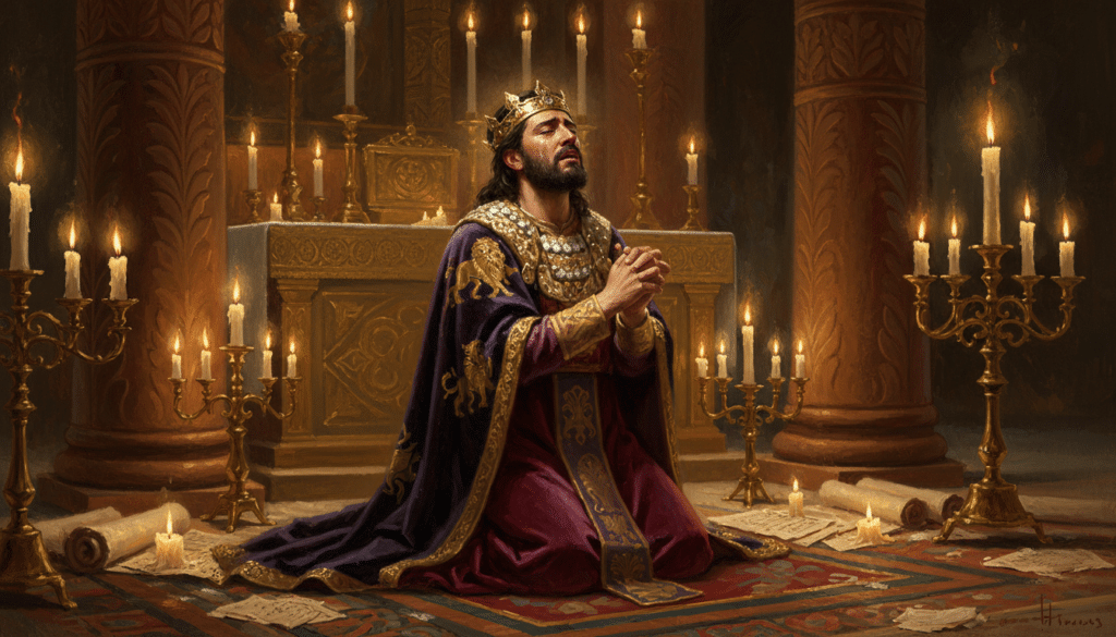 King Hezekiah Praying in the Ancient Jerusalem Temple