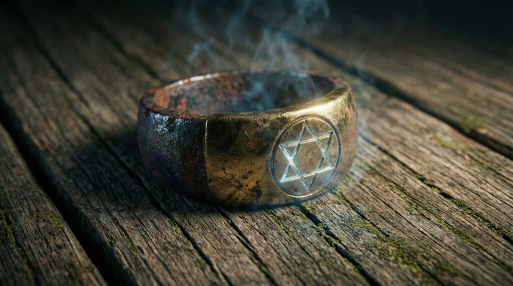 King Solomon's Ring Glowing with Ancient Symbols