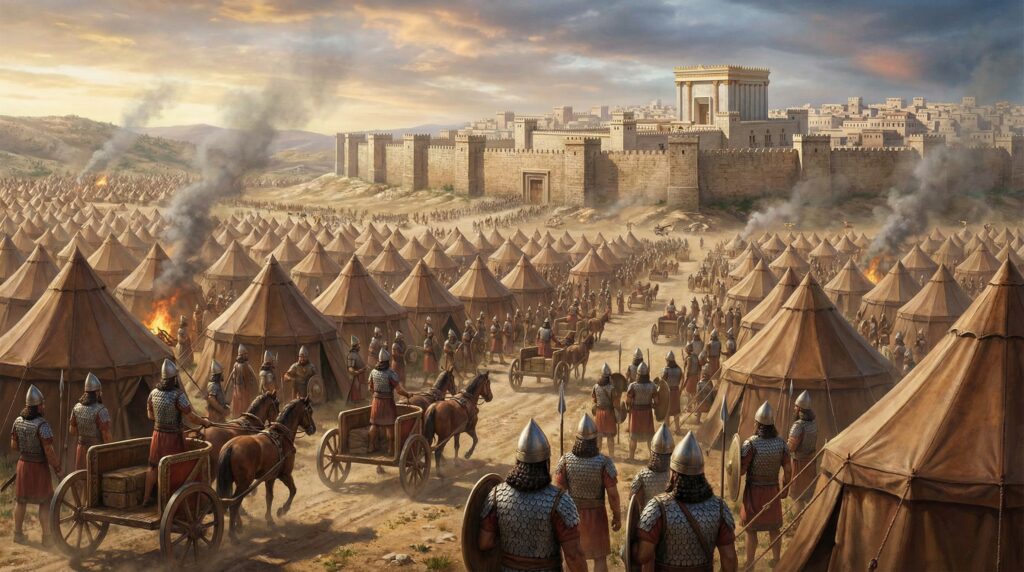 The Assyrian Army Laying Siege to the Walls of Jerusalem